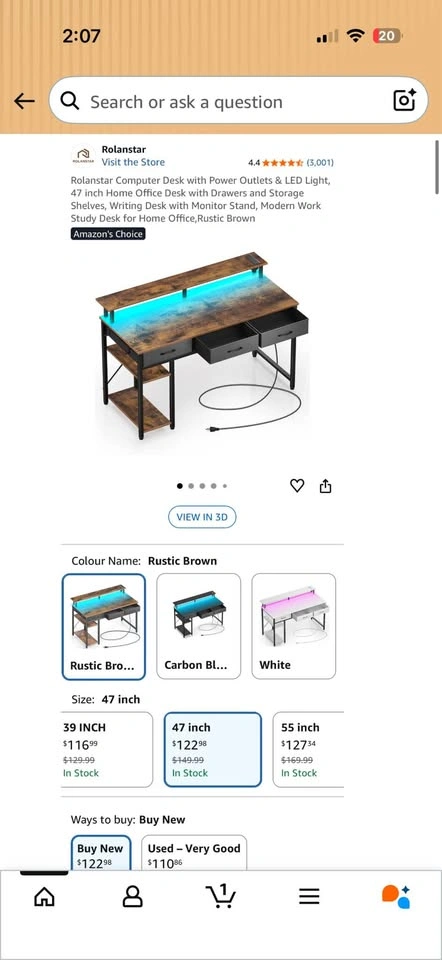 Moving Sale: Rolanstar 47" Computer Desk with Power & LED - photo 3