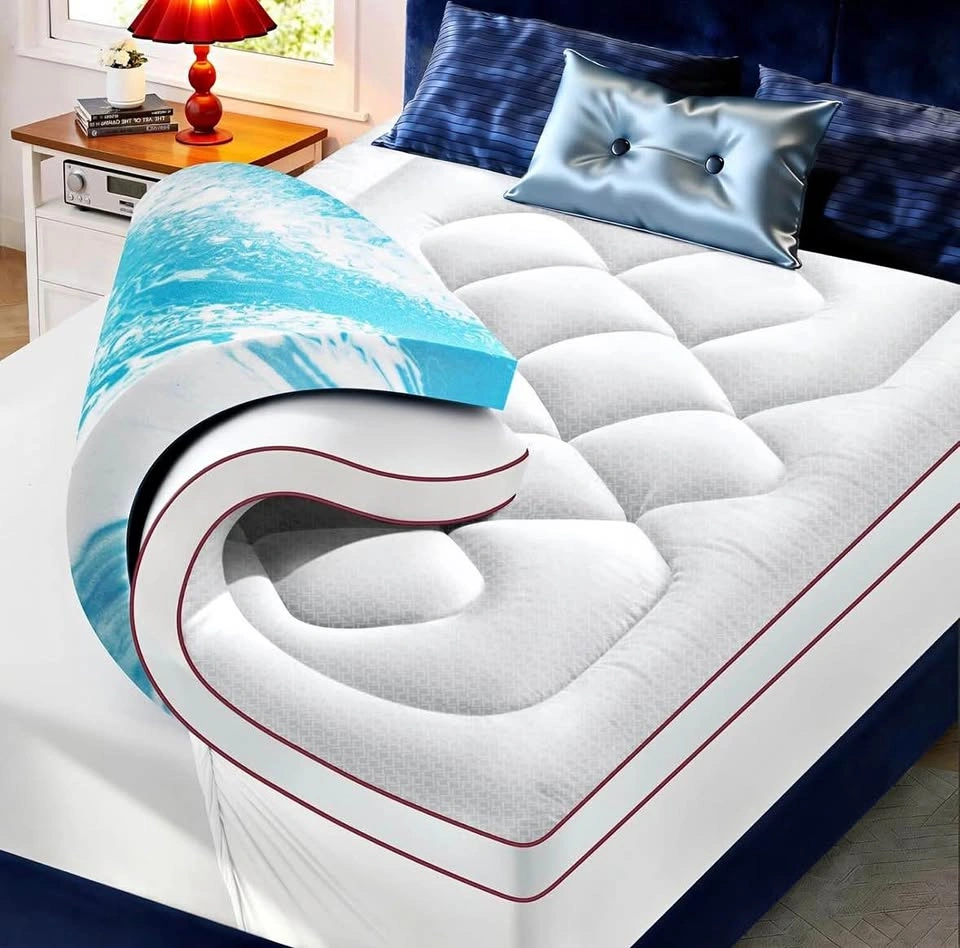 Queen Mattress Topper - 4" Dual Layer Gel Memory Foam & Pillow T