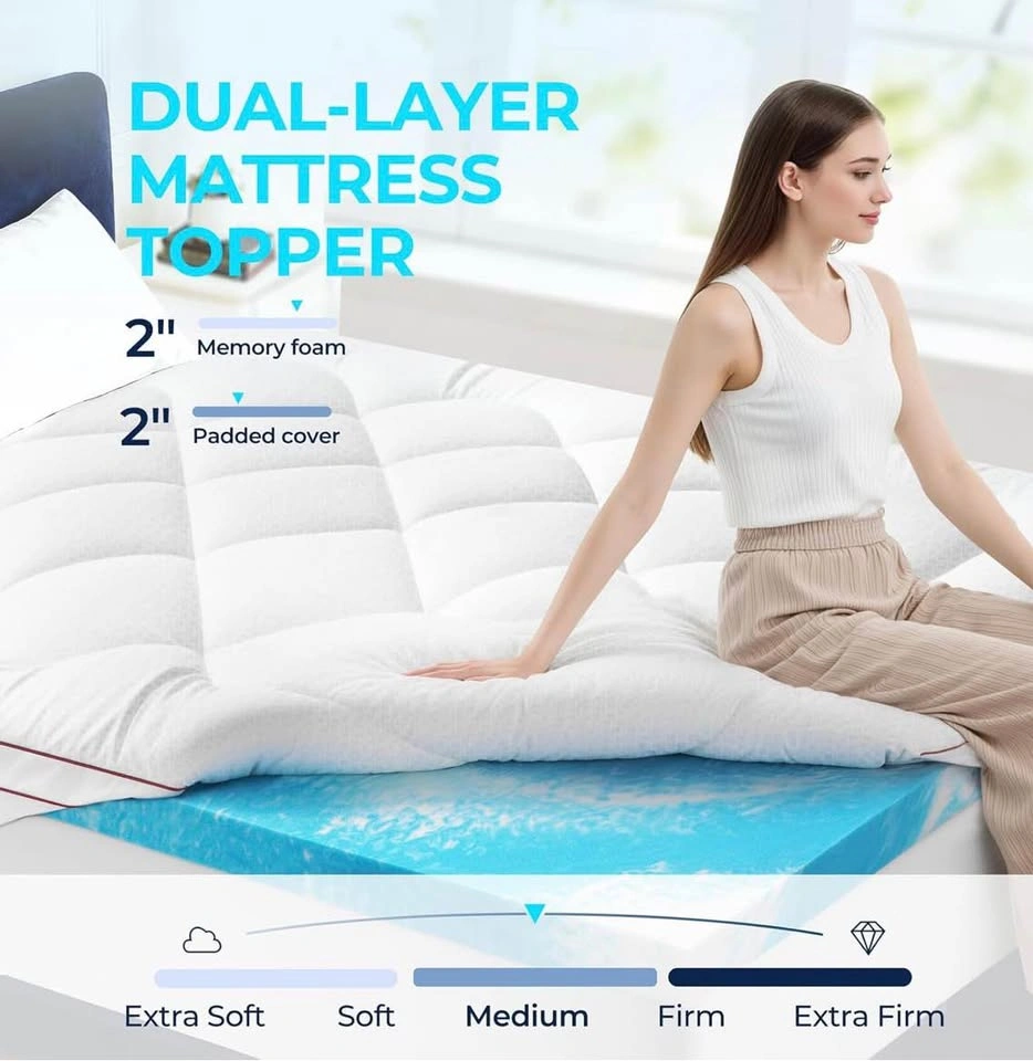Queen Mattress Topper - 4" Dual Layer Gel Memory Foam & Pillow T - photo 3