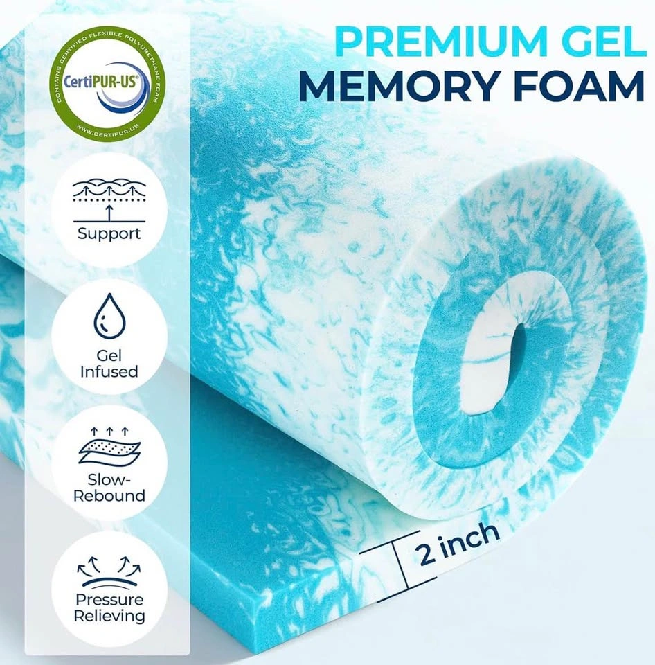 Queen Mattress Topper - 4" Dual Layer Gel Memory Foam & Pillow T - photo 5