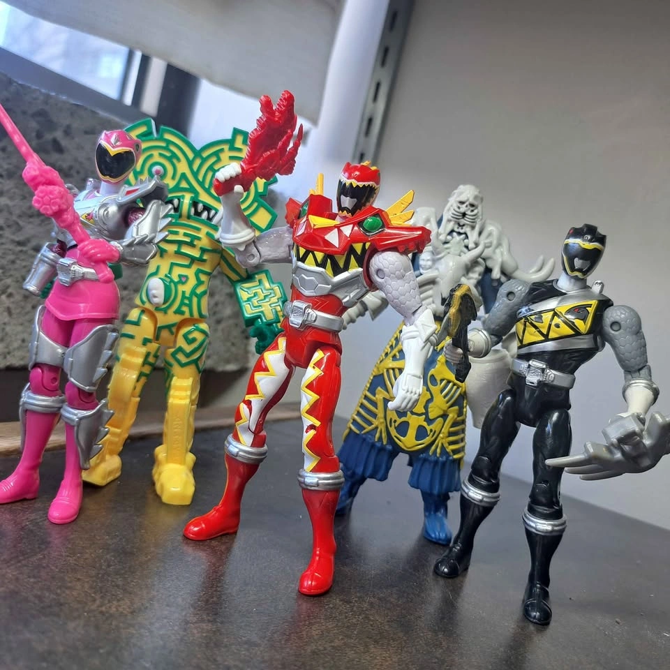 Power Rangers Dino Charge 5 Figure Lot — T-Rex Red, Pink, Black,