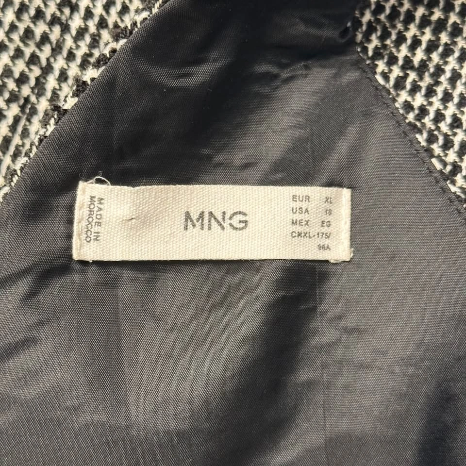 Mango MNG Tweed Check Sleeveless Maxi Dress V-Neck Black White S - photo 2