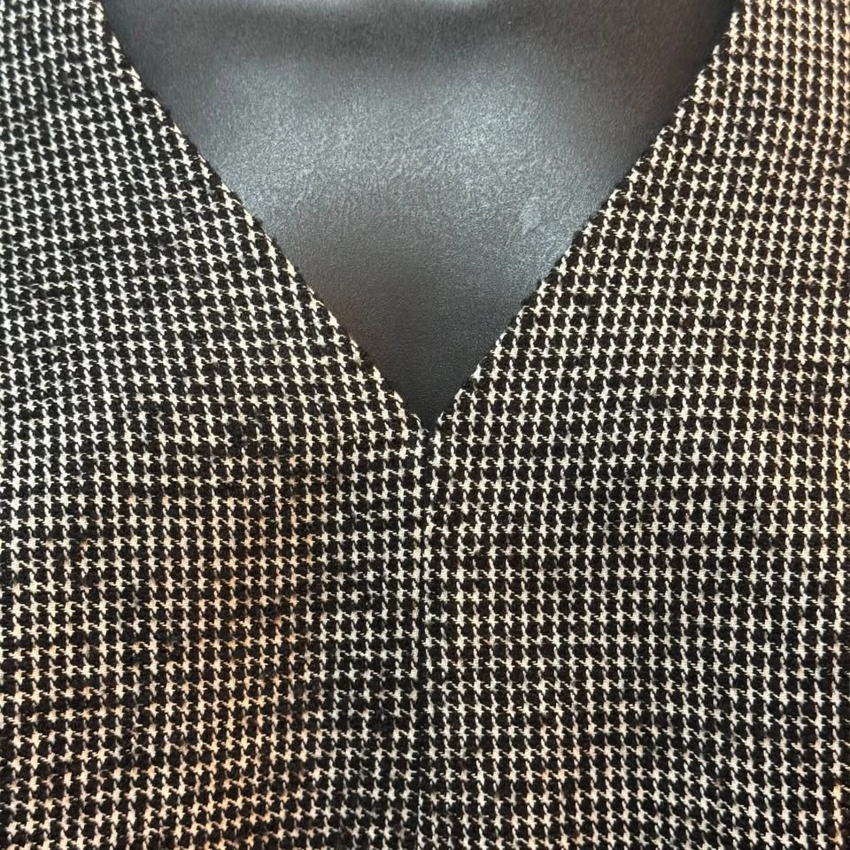 Mango MNG Tweed Check Sleeveless Maxi Dress V-Neck Black White S - photo 4