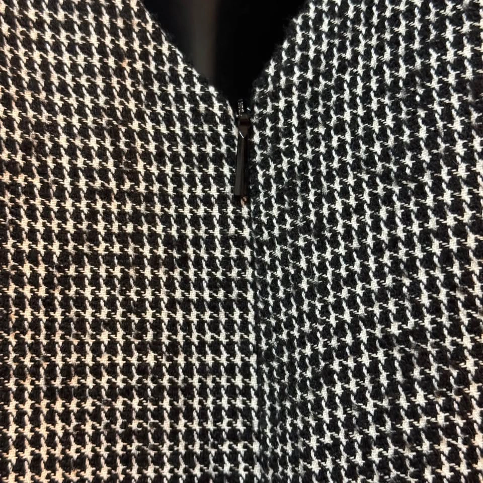 Mango MNG Tweed Check Sleeveless Maxi Dress V-Neck Black White S - photo 5