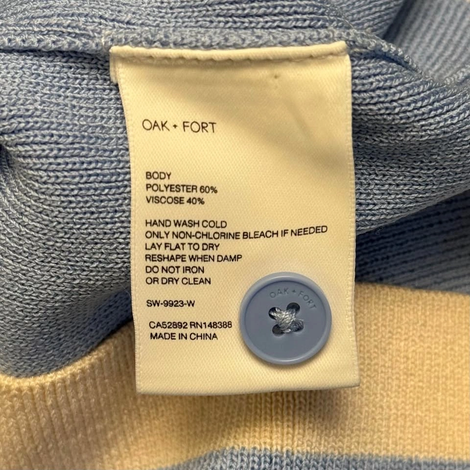 OAK + FORT Pastel Blue/Yellow Cropped Knit Polo Top S - photo 3