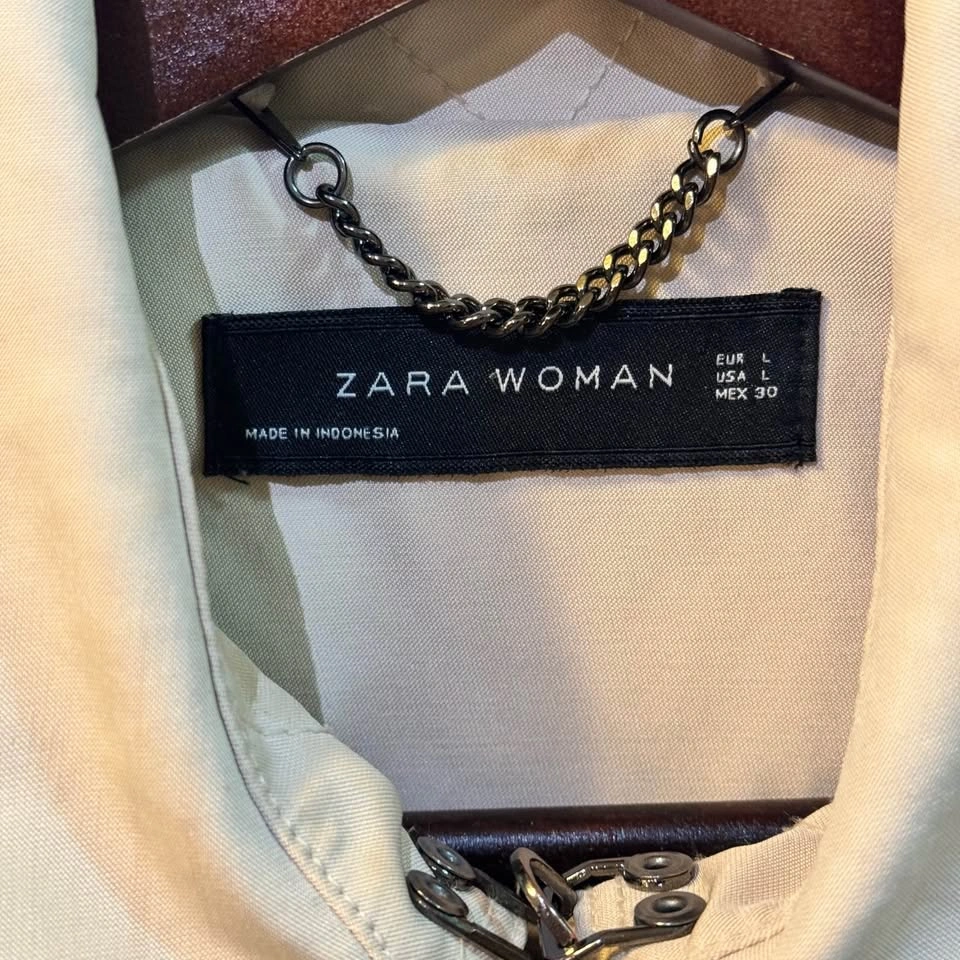 Zara Woman Beige Double-Breasted Trench Coat - Size L - photo 2