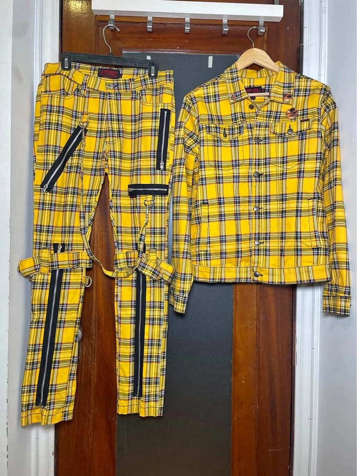 RARE Tripp NYC Yellow Plaid Set - Bondage Pants & Trucker Jacket