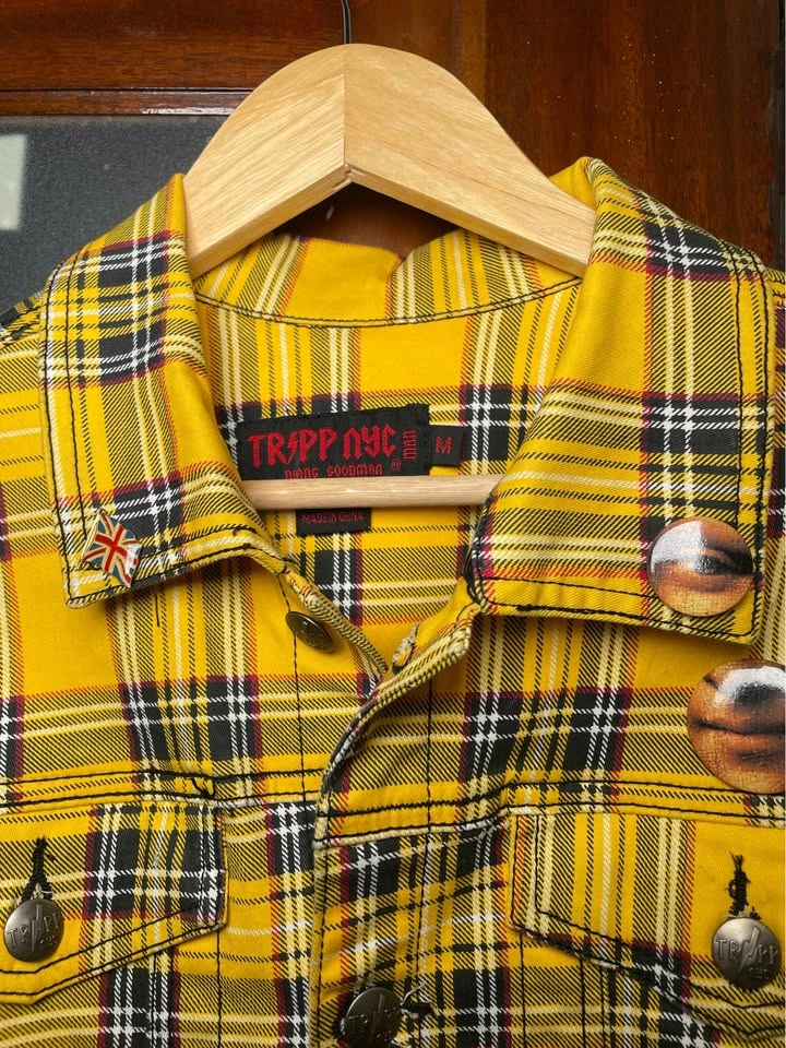 RARE Tripp NYC Yellow Plaid Set - Bondage Pants & Trucker Jacket - photo 5