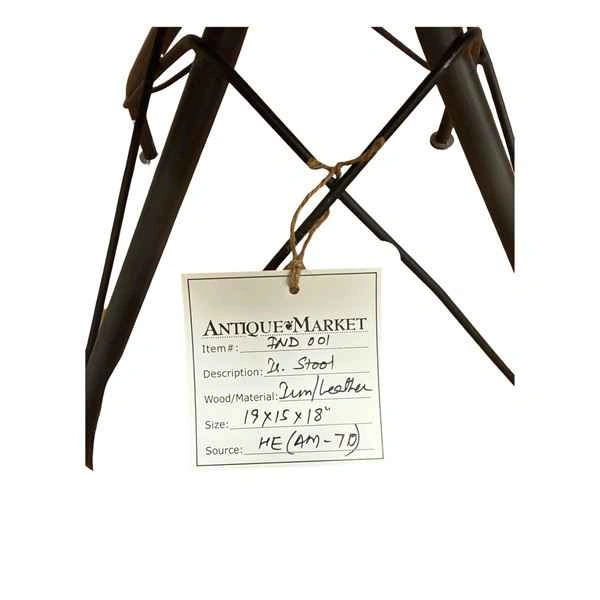 BNIB Set of 4 Industrial Leather & Iron Stools - photo 3