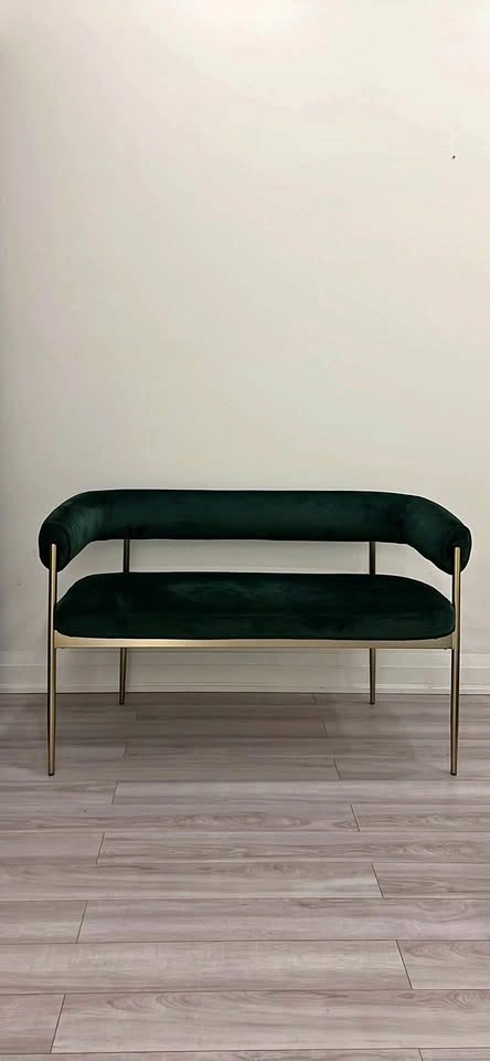 Green Velvet & Brass 2 seater sofa
