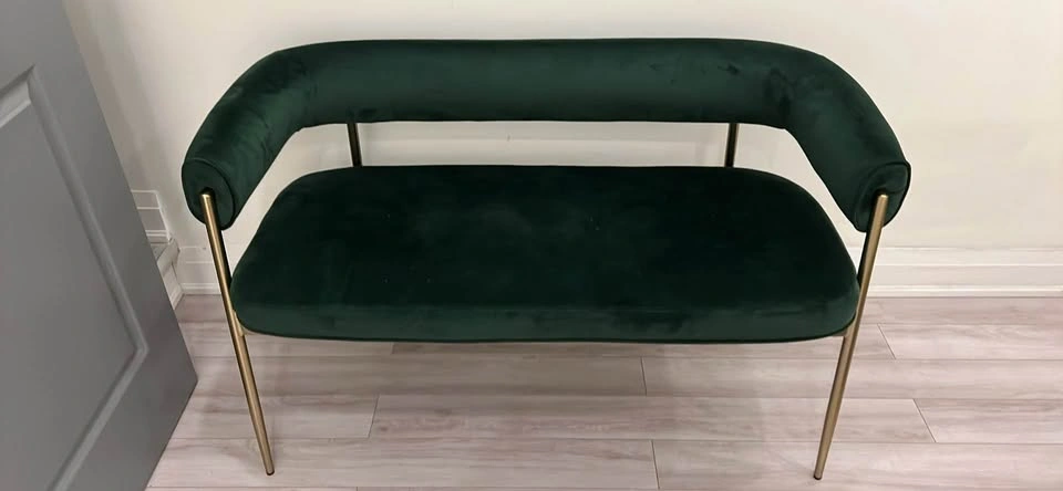Green Velvet & Brass 2 seater sofa - photo 4