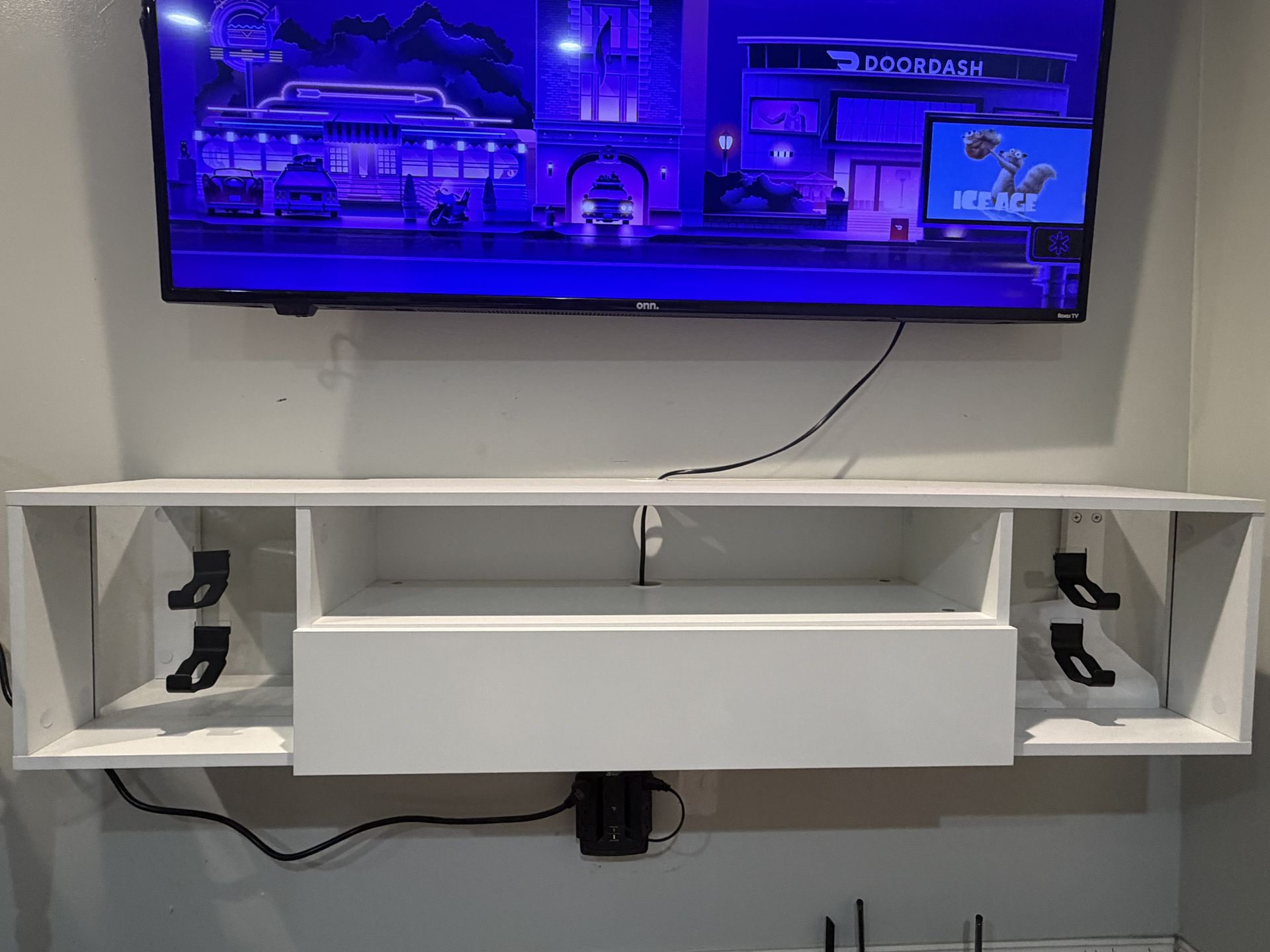 SogesPower Floating TV Stand with LED Lights - Modern White 55" - photo 2