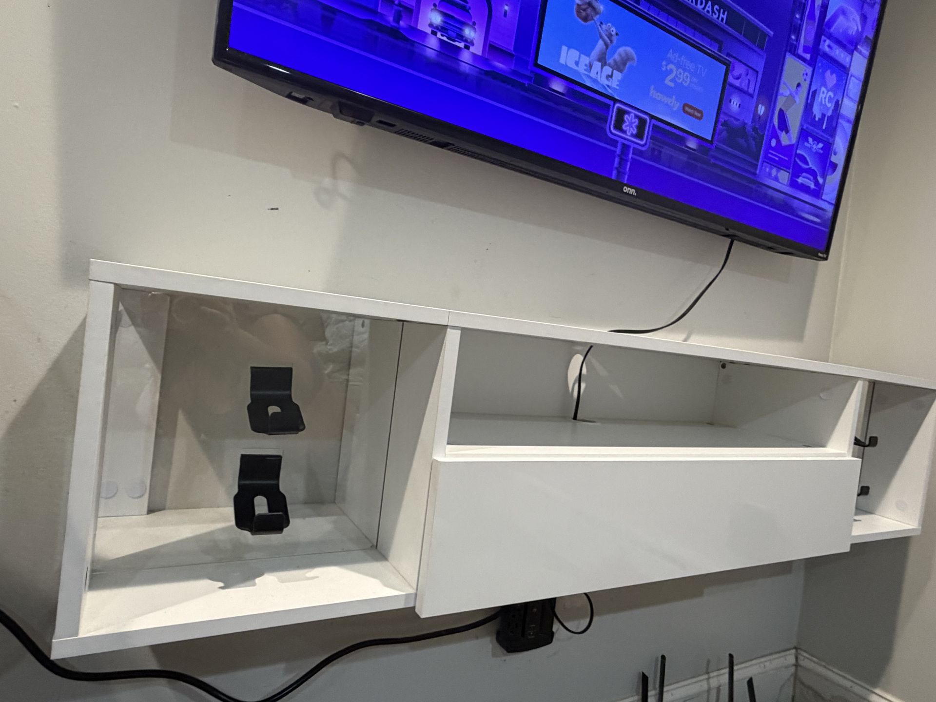 SogesPower Floating TV Stand with LED Lights - Modern White 55" - photo 3