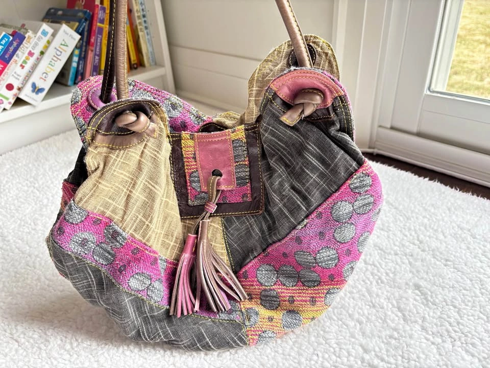 Cirque du Soleil Vintage Geometric Patchwork Tassel Shoulder Bag