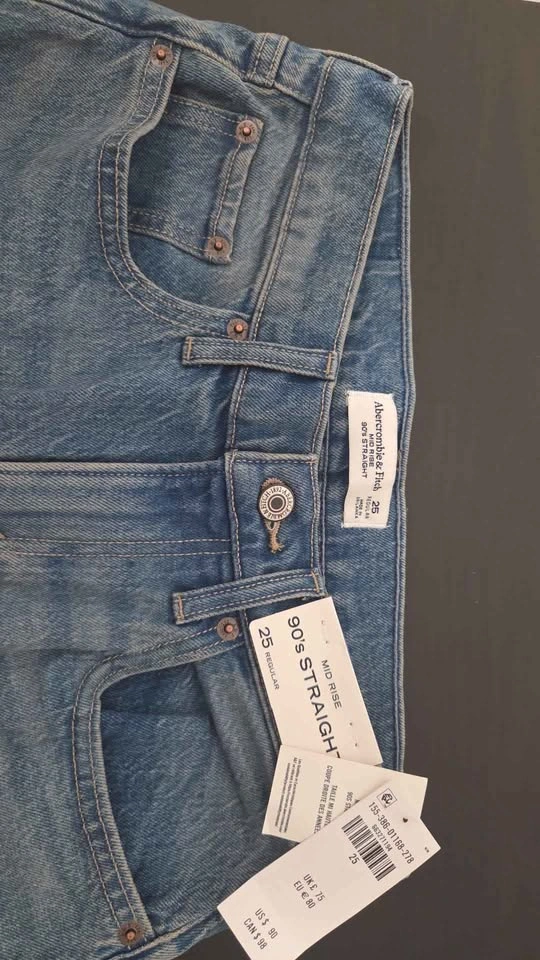 Abercrombie & Fitch 90s Straight Jeans Women Size 25 Regular NWT - photo 4