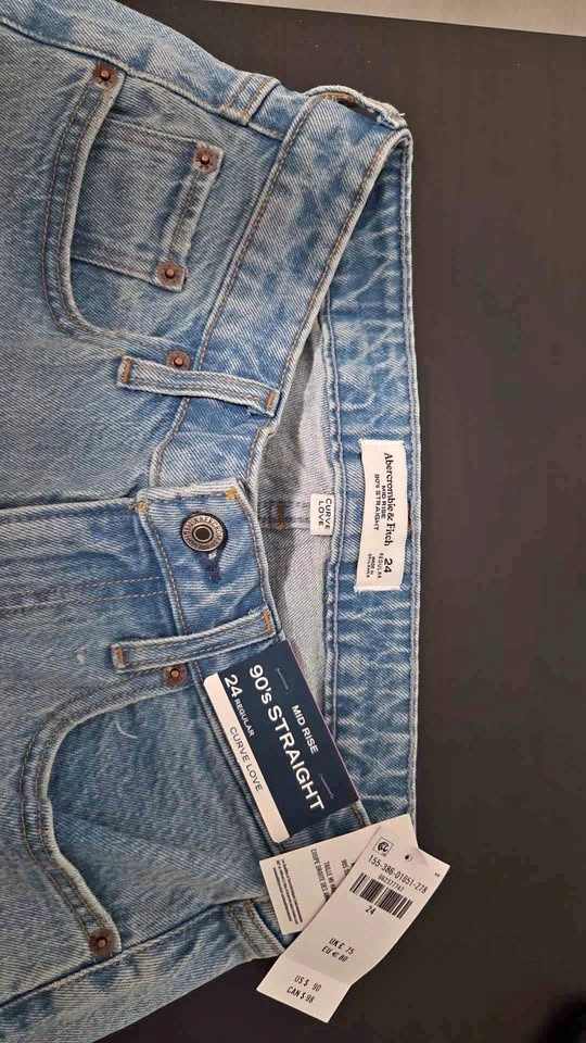 Abercrombie & Fitch 90s Straight Jeans Women Sz 24 Curve Love