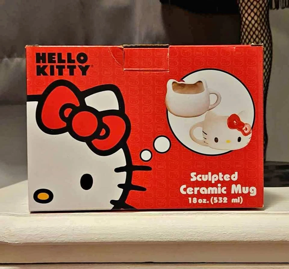Hello Kitty Mug Red Bow Hand Painted