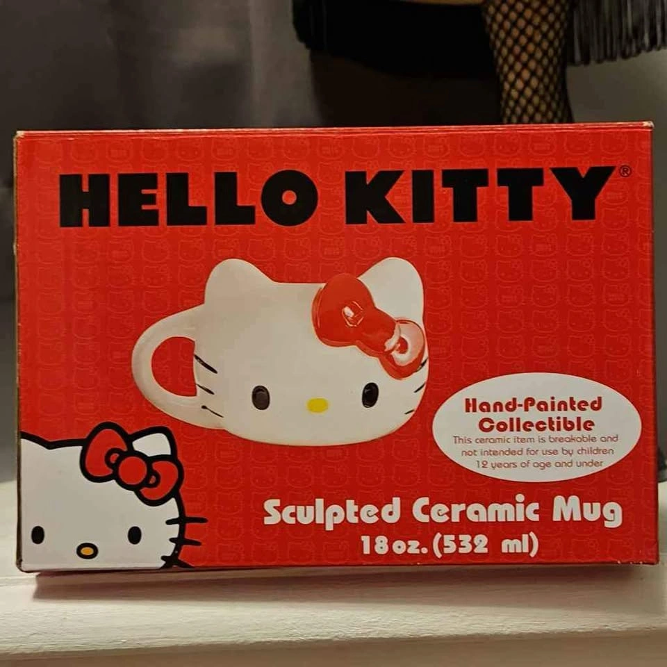 Hello Kitty Mug Red Bow Hand Painted - photo 2