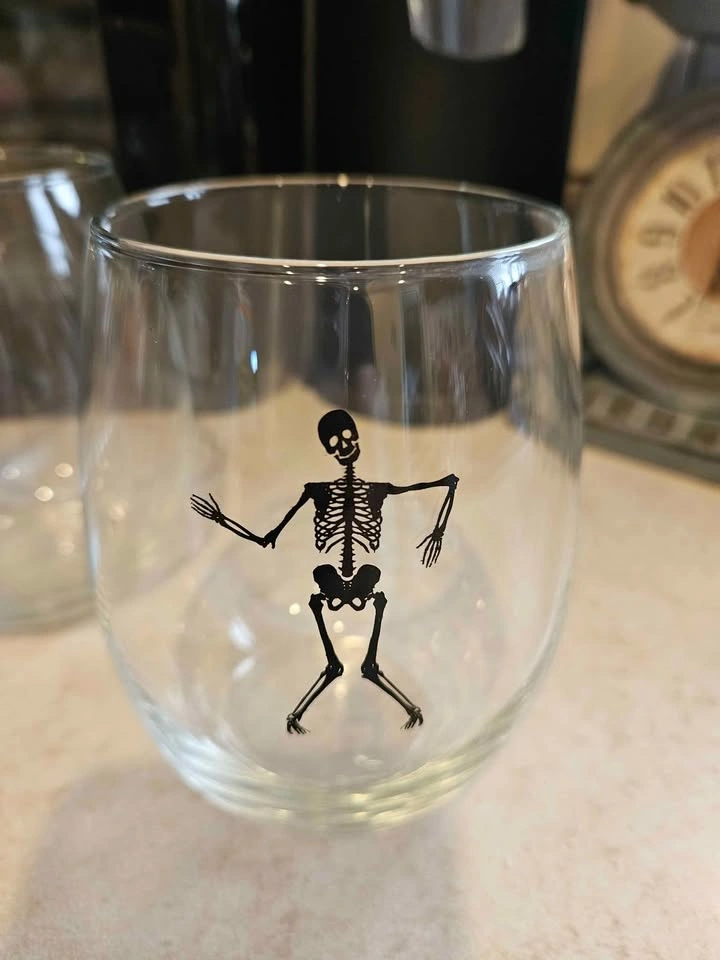 Halloween Dancing Skeleton Wine Glasses Stemless - photo 4