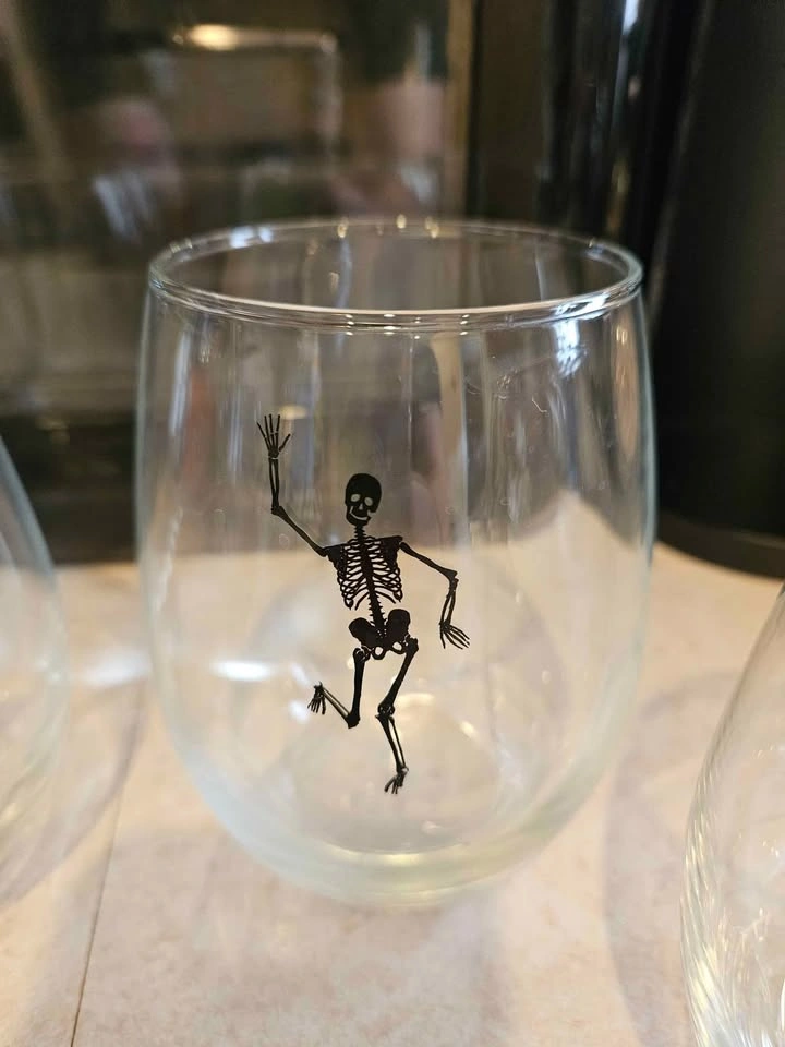 Halloween Dancing Skeleton Wine Glasses Stemless - photo 5