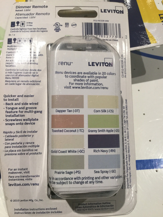 Leviton Light Switch Dimmer RE00R and VP00R-1LX - photo 3