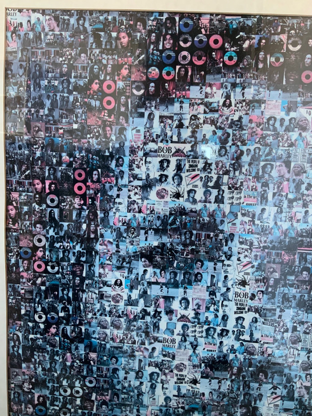 Bob Marley collage mosaic print rare - framed 30” x 40” - photo 2