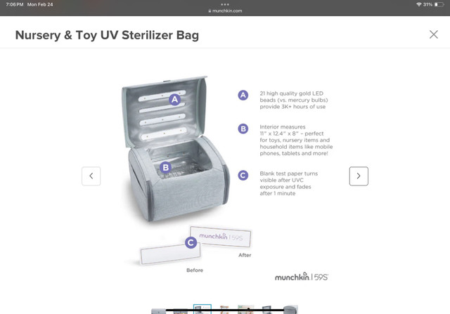 Munchkin 59s portable UV toy sanitizer- new without tags - photo 3