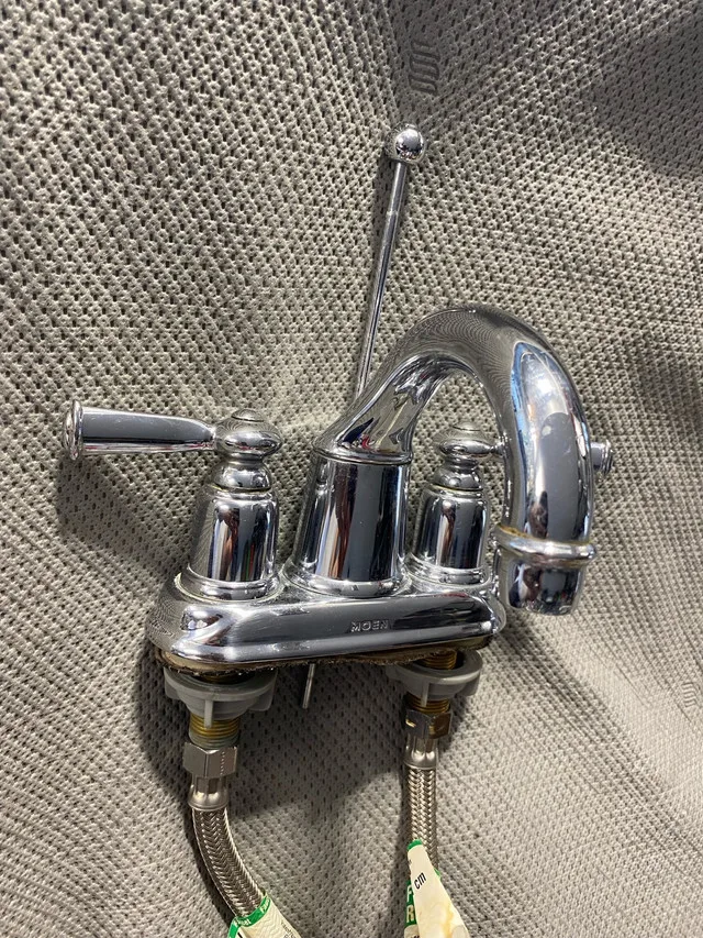 Moen chrome faucet bathroom vanity thumbnail