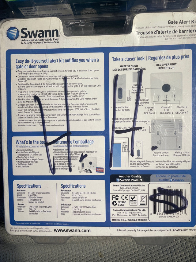Swann driveway alert & gate alert kit - new - photo 3