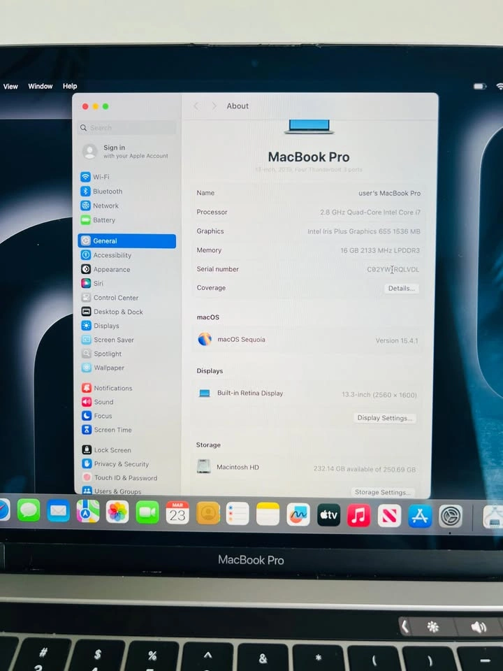 2019 Macbook Pro Touchbar i7 16GB RAM 256GB - photo 5