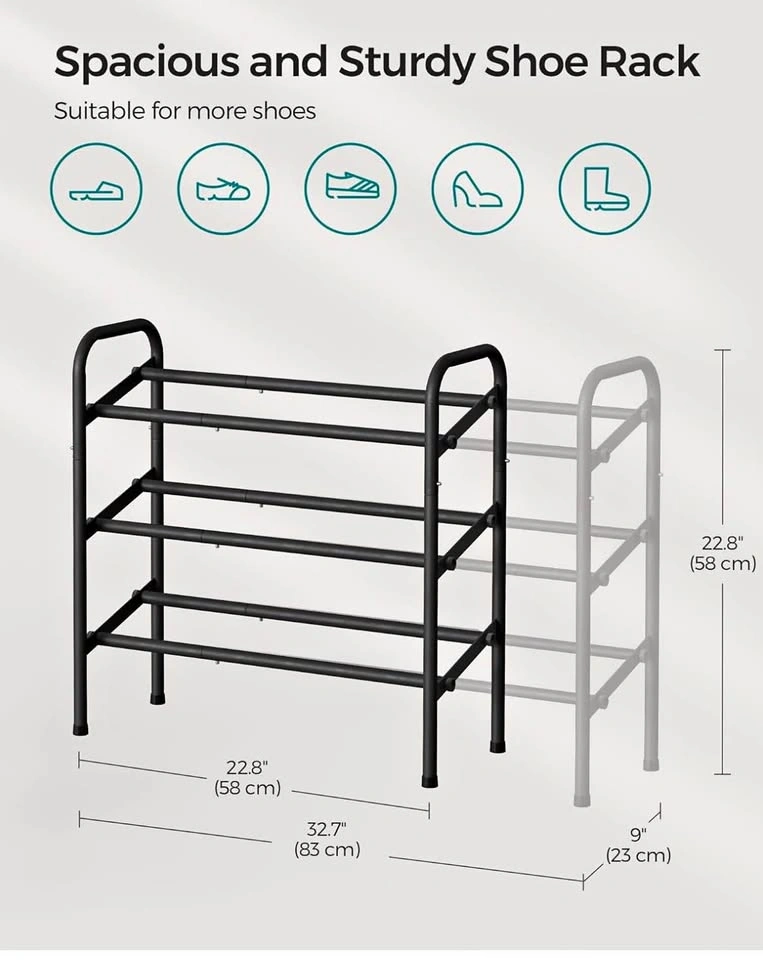 Expandable metal shoe rack