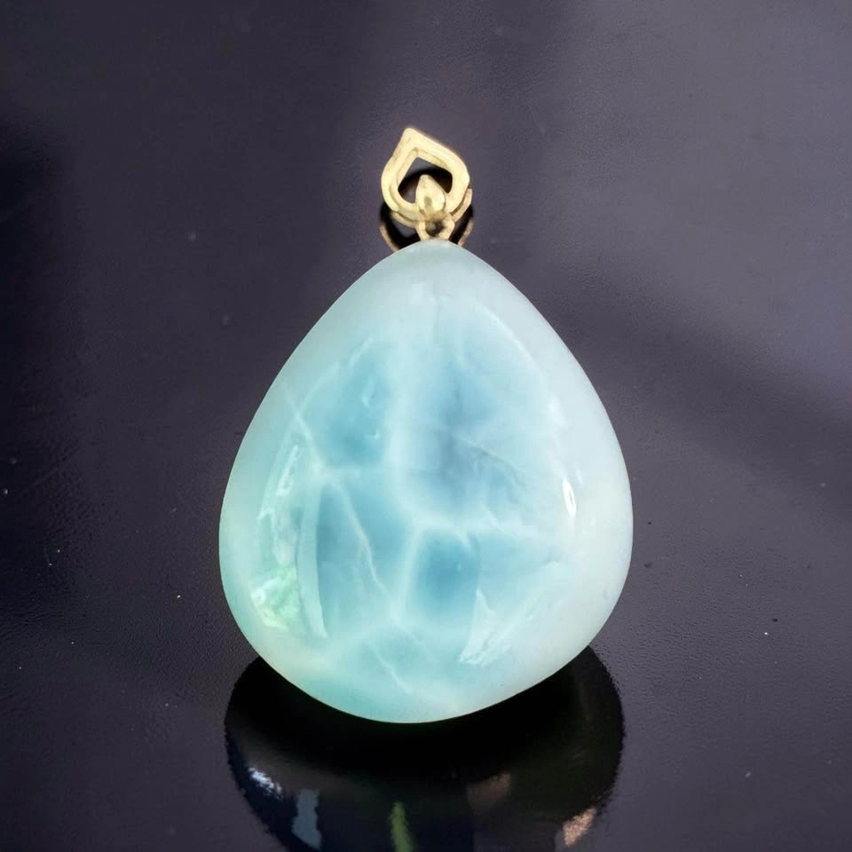 Larimar Pendant with Sterling Silver Hoop & Chain - photo 2