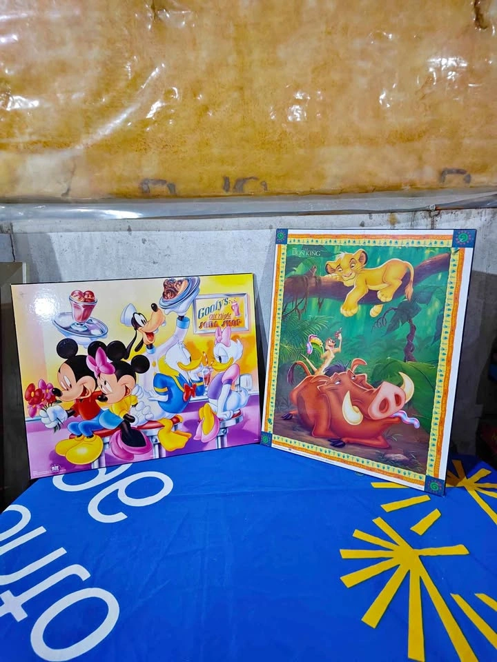 Vintage 90's Disney Laminated Wooden Posters x3