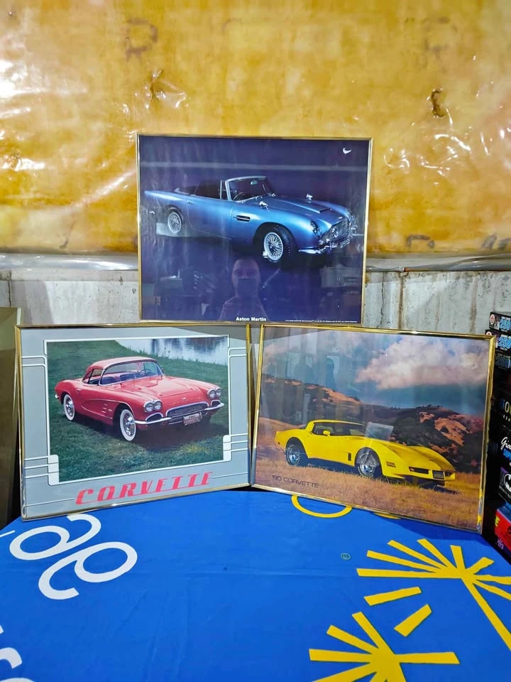 Vintage 80's Sport Cars Framed Posters x3