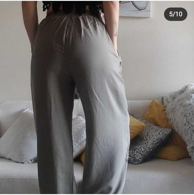 Women's Lightweight Linen Trousers Blue Notes Army Green - photo 2