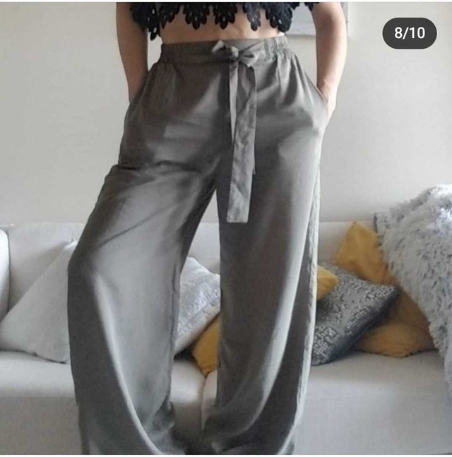 Women's Lightweight Linen Trousers Blue Notes Army Green - photo 4