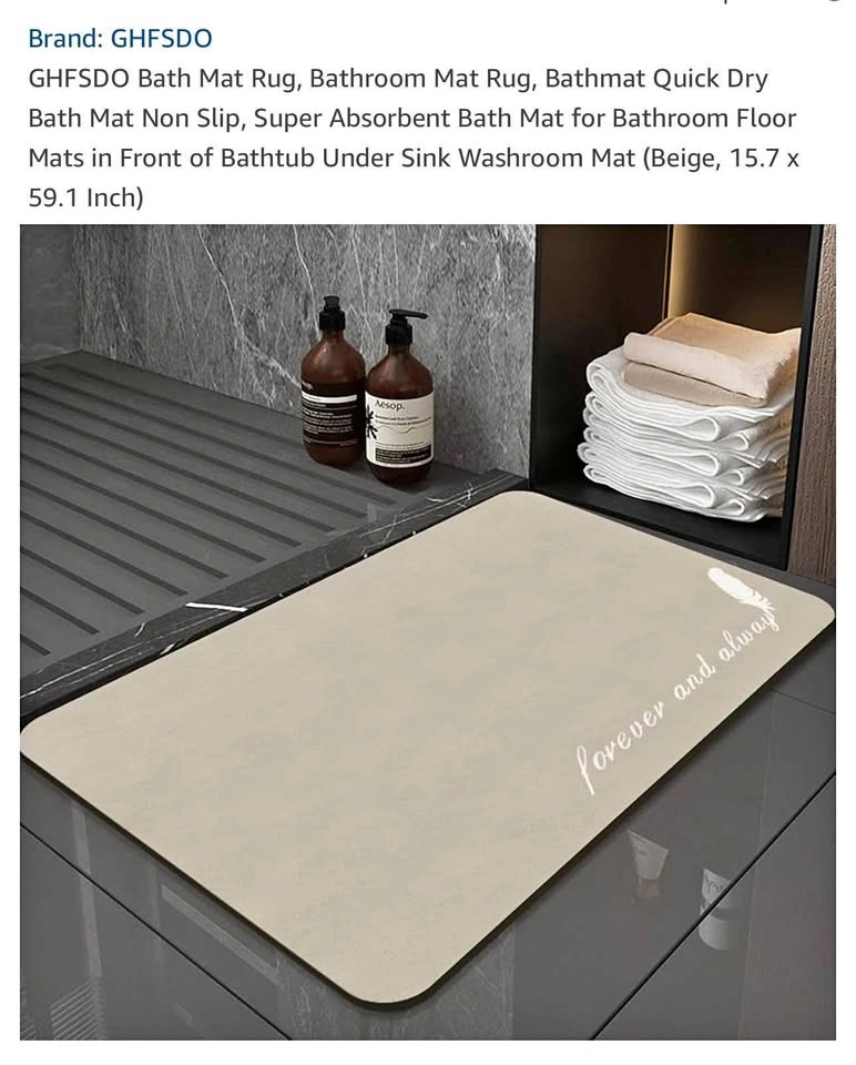 Brand new beige bath mat rug 15.7 by 59.1 inch