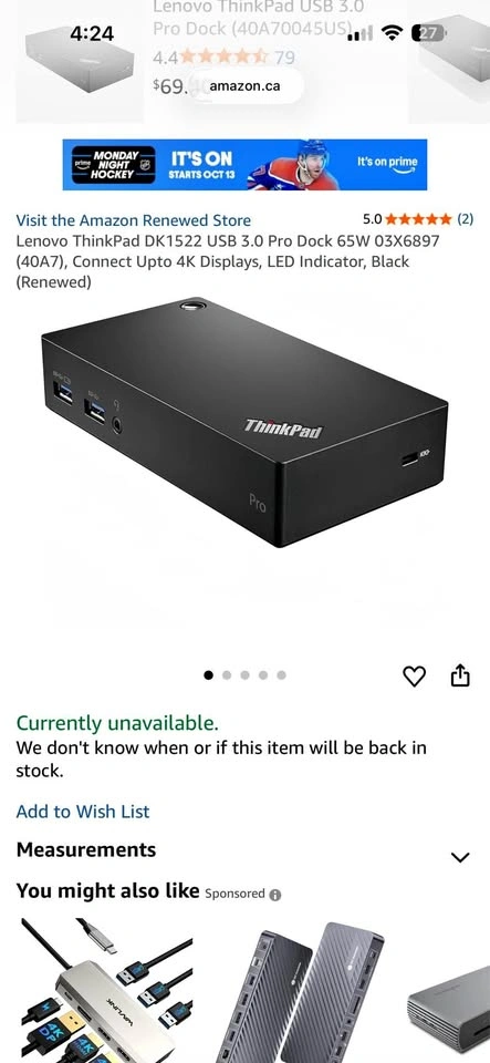 Lenovo ThinkPad DK1522 USB 3.0 Pro Dock