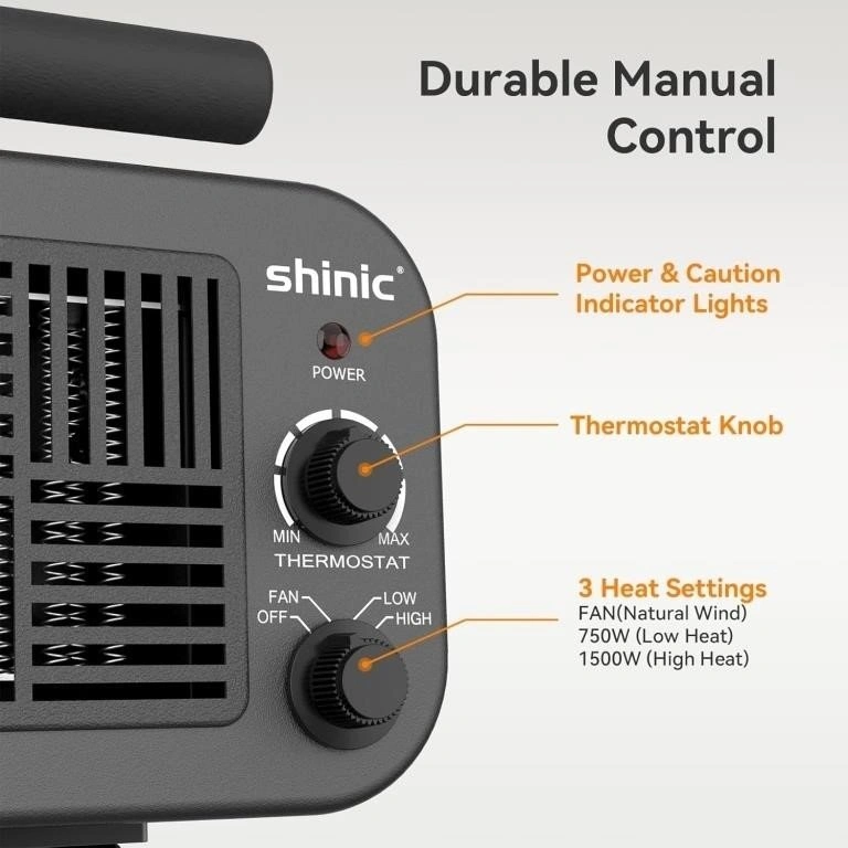 Portable Space Heater with Thermostat - Adjustable Head - New! - photo 2