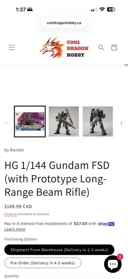 HG 1/144 GUNDAM FSD w/ PROTOTYPE LONG-RANGE BEAM RIFLE - photo 2