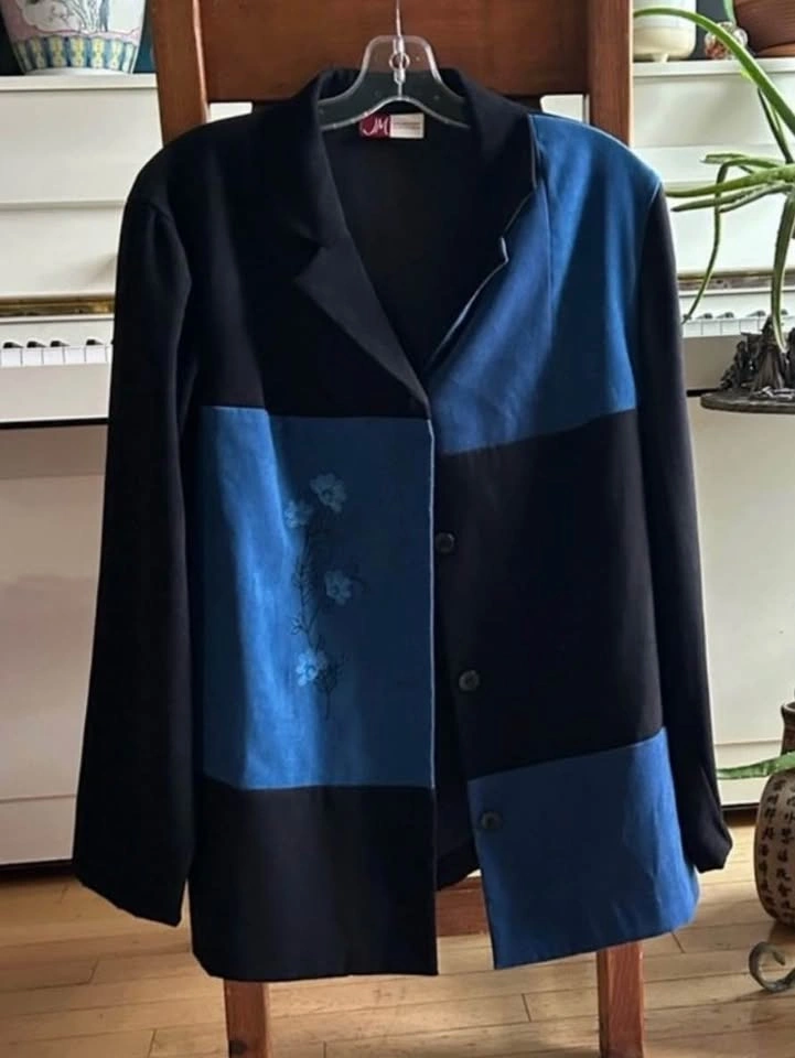 Vintage Colorblock Patchwork Floral Embroidered Blazer Size L - photo 5