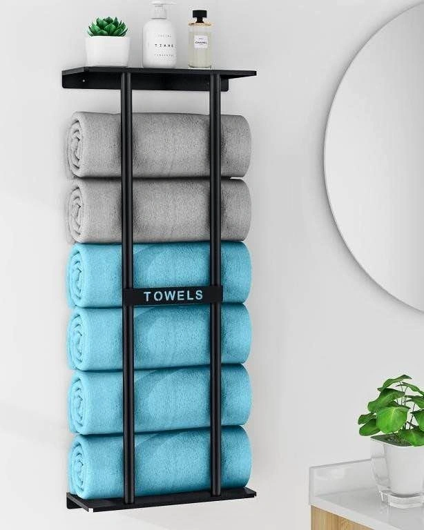 Bathroom Towel Storage Wall Mounted 30 inch with Shelf
