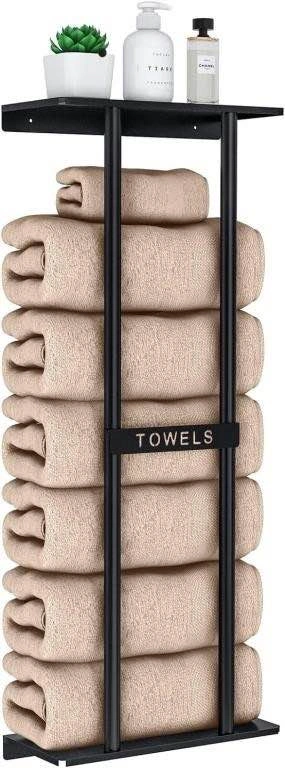 Bathroom Towel Storage Wall Mounted 30 inch with Shelf - photo 2