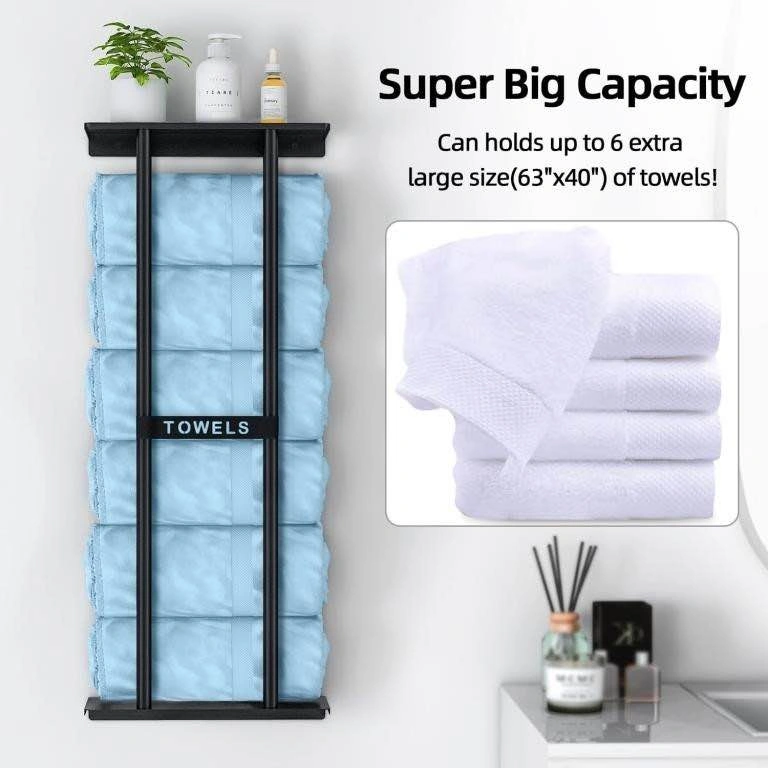 Bathroom Towel Storage Wall Mounted 30 inch with Shelf - photo 3