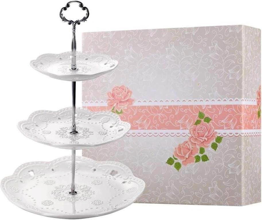 Cupcake Stand Serving Tray - 3-Tier Porcelain - Brand New!