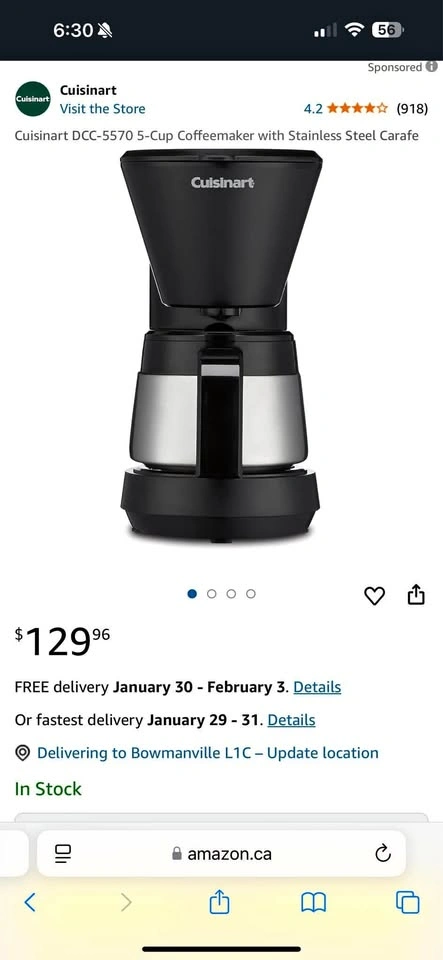 New and sealed Cuisinart 5 cup coffee maker
