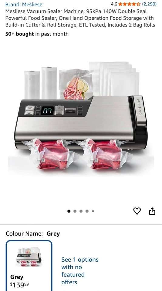 New in box Mesliese vacuum sealer machine with 4 rolls and 10 ba