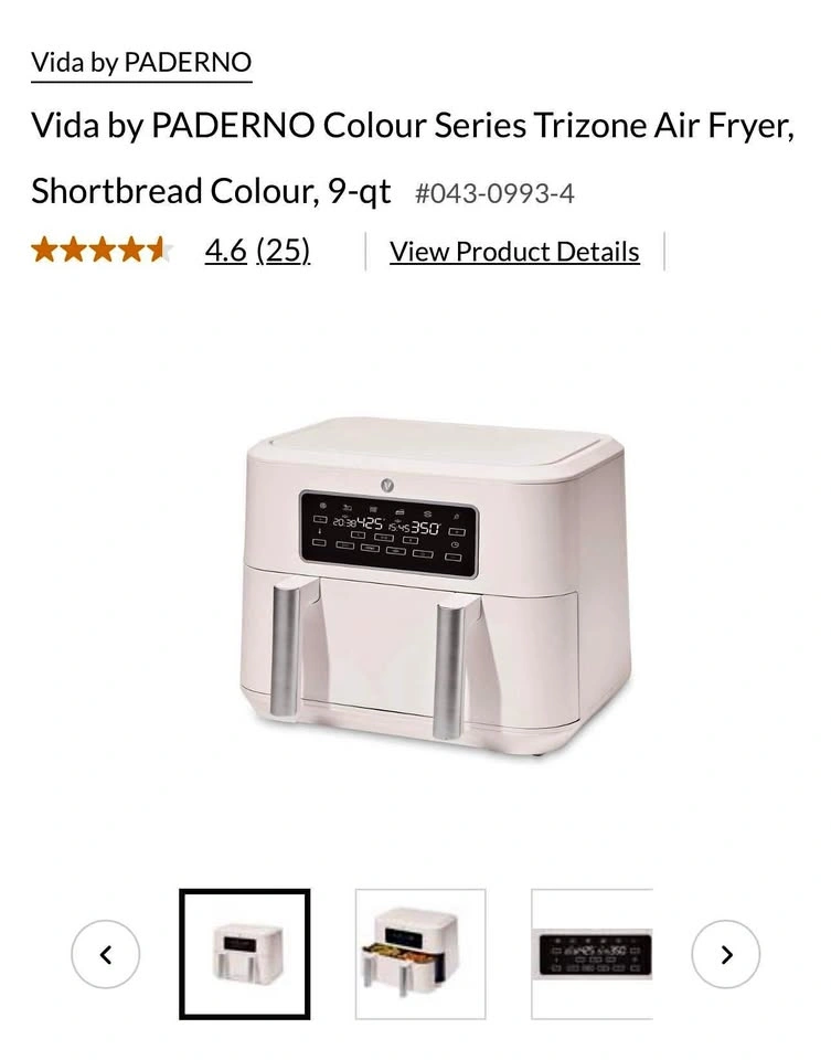 New in box Vida by Paderno trizone digital air fryer - 9qt