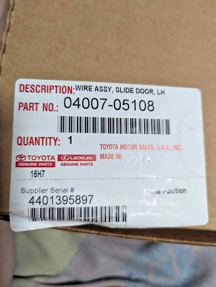 Toyota Rear Door Wire Assembly LH - New OEM Part
