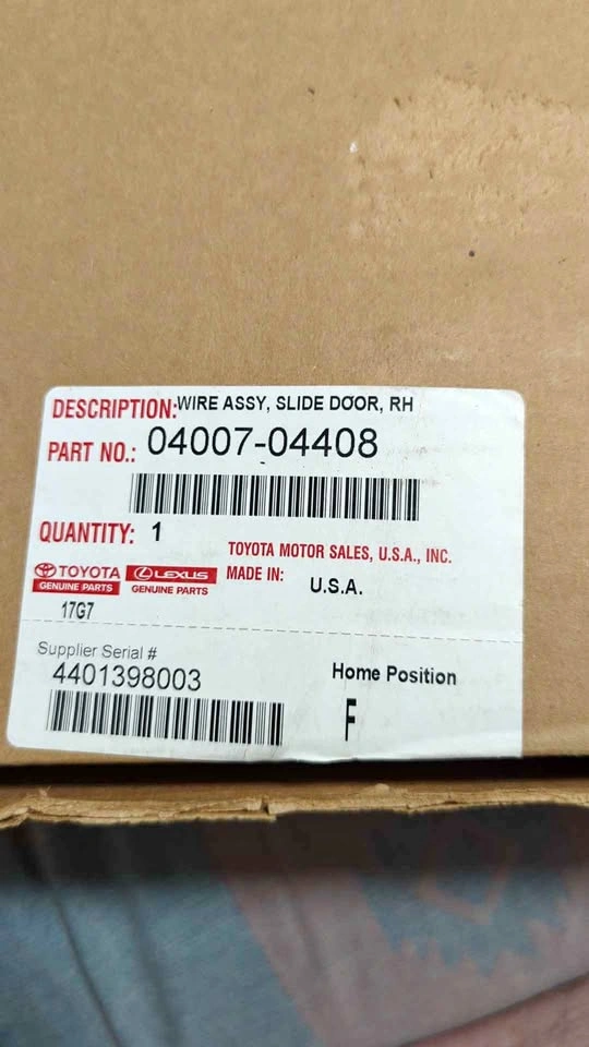 Toyota OEM Slide Door Wire Assembly RH - Part #[hidden informati